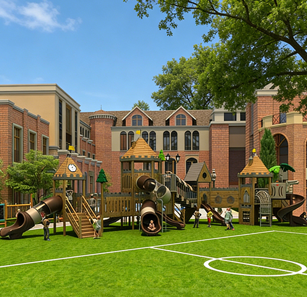 FY099-02 芬蘭木戶外木質兒童組合滑梯